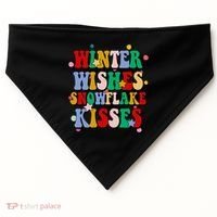 Winter Wishes Snowflake Kisses Retro Christmas USA-Made Doggie Bandana thumb 0