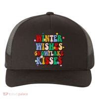 Winter Wishes Snowflake Kisses Retro Christmas Yupoong Adult 5-Panel Trucker Hat thumb 0