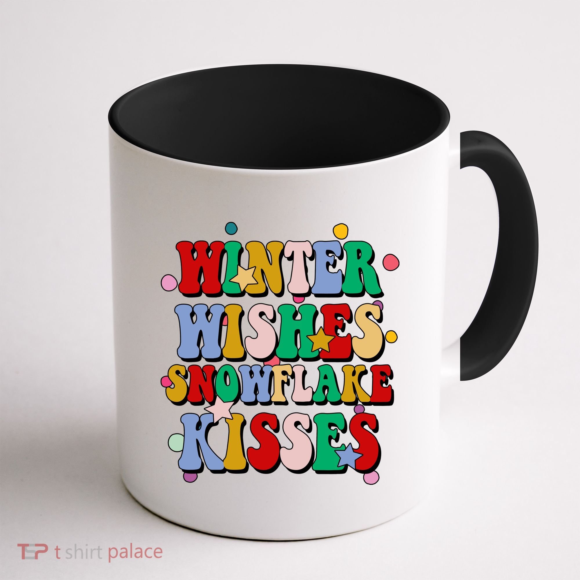 Winter Wishes Snowflake Kisses Retro Christmas Coffee Mug