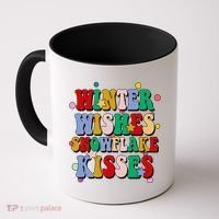Winter Wishes Snowflake Kisses Retro Christmas Coffee Mug thumb 0