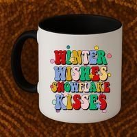 Winter Wishes Snowflake Kisses Retro Christmas Coffee Mug thumb 2