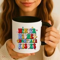 Winter Wishes Snowflake Kisses Retro Christmas Coffee Mug thumb 3