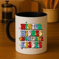 Winter Wishes Snowflake Kisses Retro Christmas Coffee Mug thumb 4