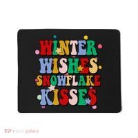 Winter Wishes Snowflake Kisses Retro Christmas Mousepad thumb 0