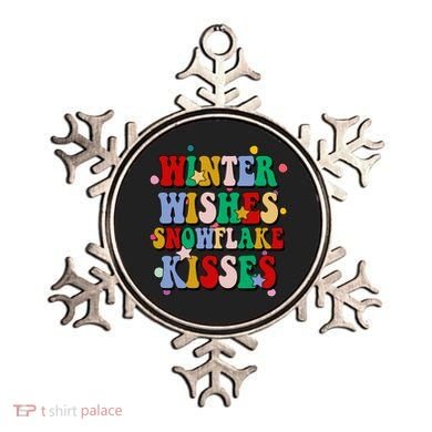Winter Wishes Snowflake Kisses Retro Christmas Ornament