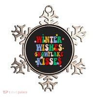 Winter Wishes Snowflake Kisses Retro Christmas Ornament thumb 0