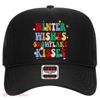 Winter Wishes Snowflake Kisses Retro Christmas Hat thumb 0