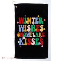 Winter Wishes Snowflake Kisses Retro Christmas Golf Towel thumb 0
