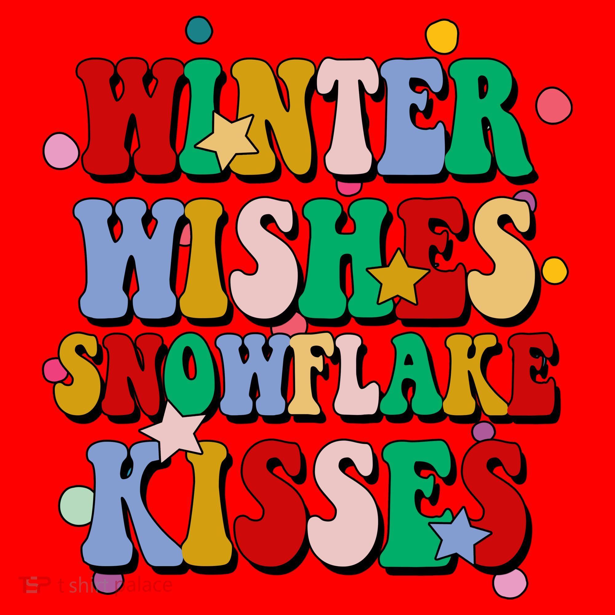 Winter Wishes Snowflake Kisses Retro Christmas Santa Hat