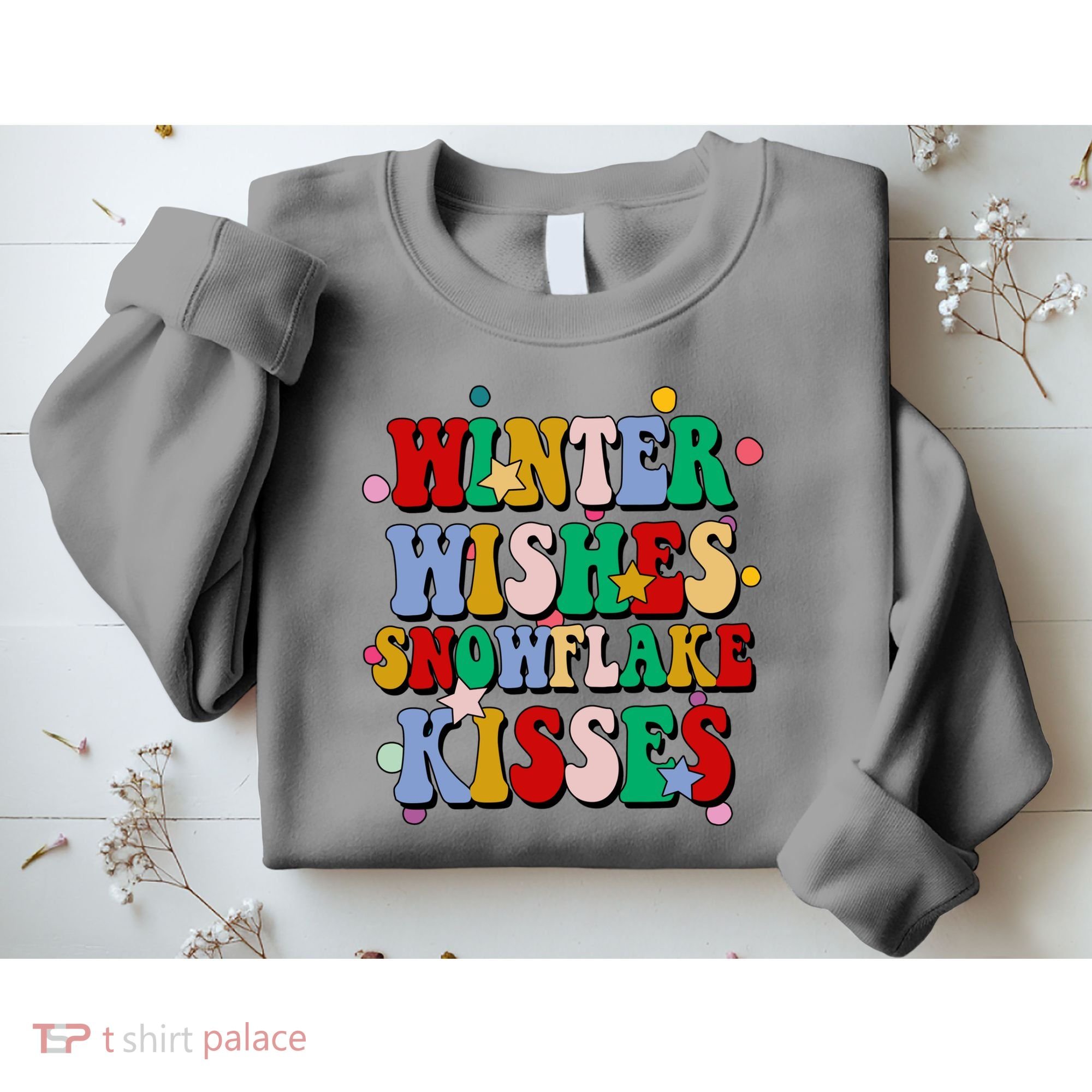 Winter Wishes Snowflake Kisses Retro Christmas Sweatshirt