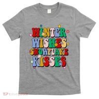 Winter Wishes Snowflake Kisses Retro Christmas T-Shirt thumb 0