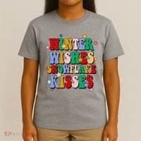 Winter Wishes Snowflake Kisses Retro Christmas T-Shirt thumb 4