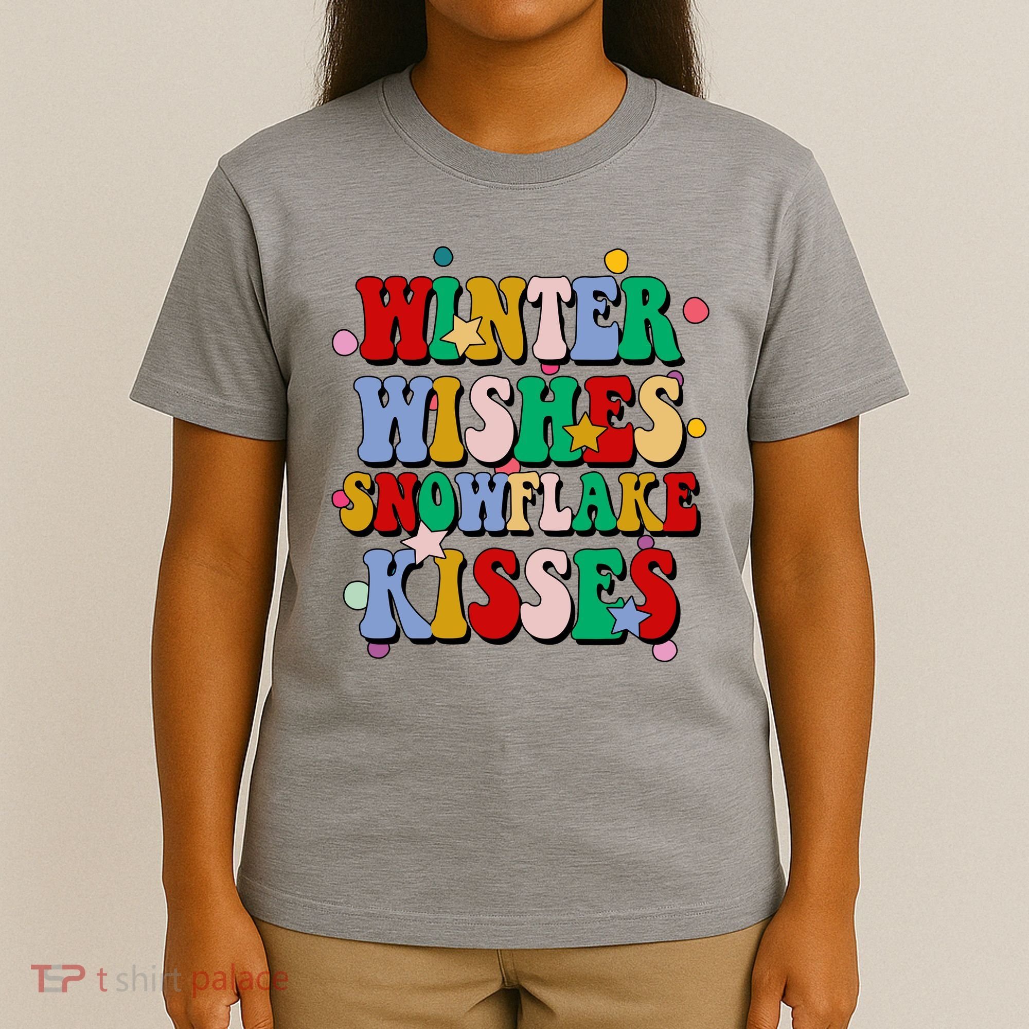 Winter Wishes Snowflake Kisses Retro Christmas T-Shirt