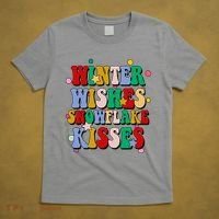 Winter Wishes Snowflake Kisses Retro Christmas T-Shirt thumb 5