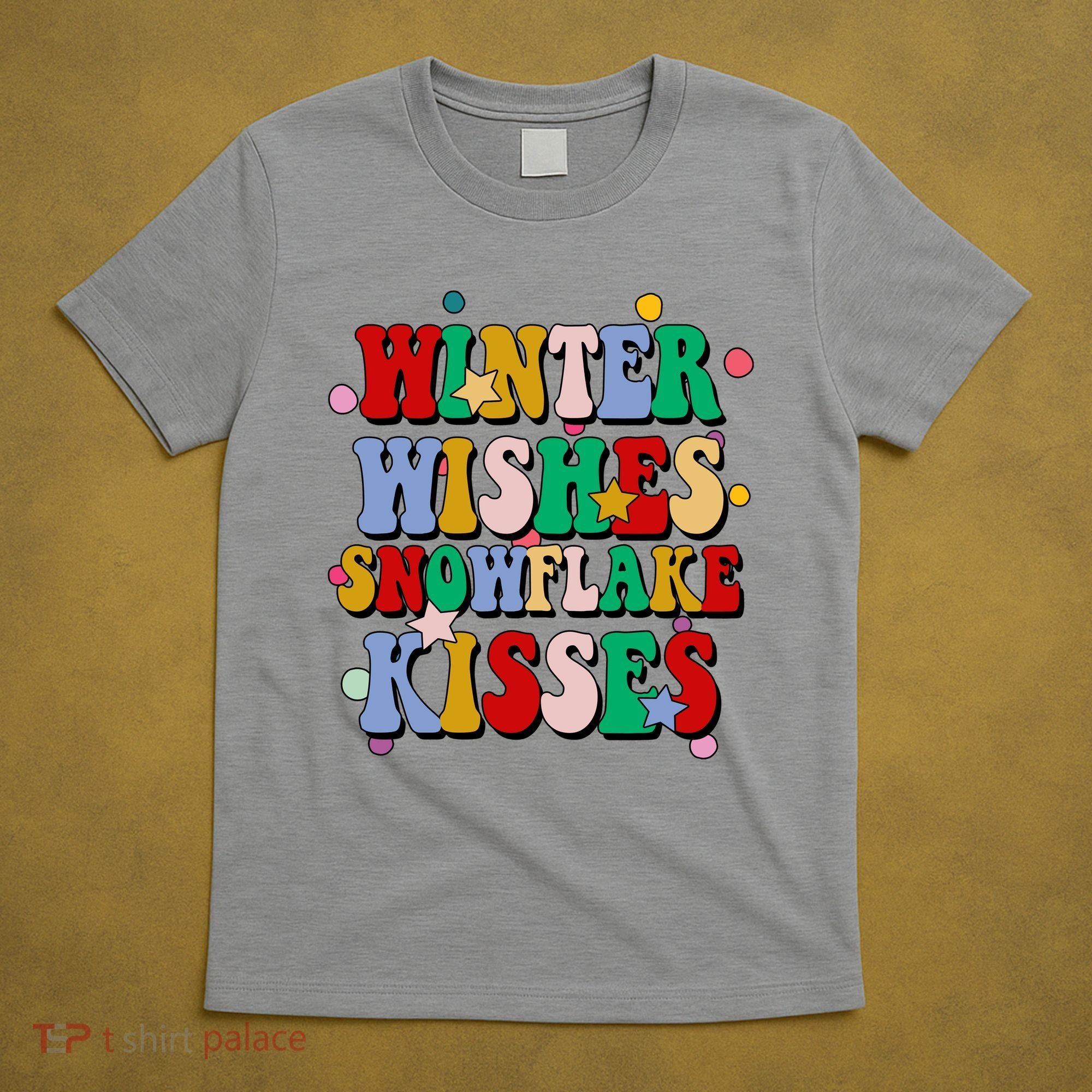 Winter Wishes Snowflake Kisses Retro Christmas T-Shirt