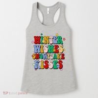 Winter Wishes Snowflake Kisses Retro Christmas Women's Tank Top thumb 0