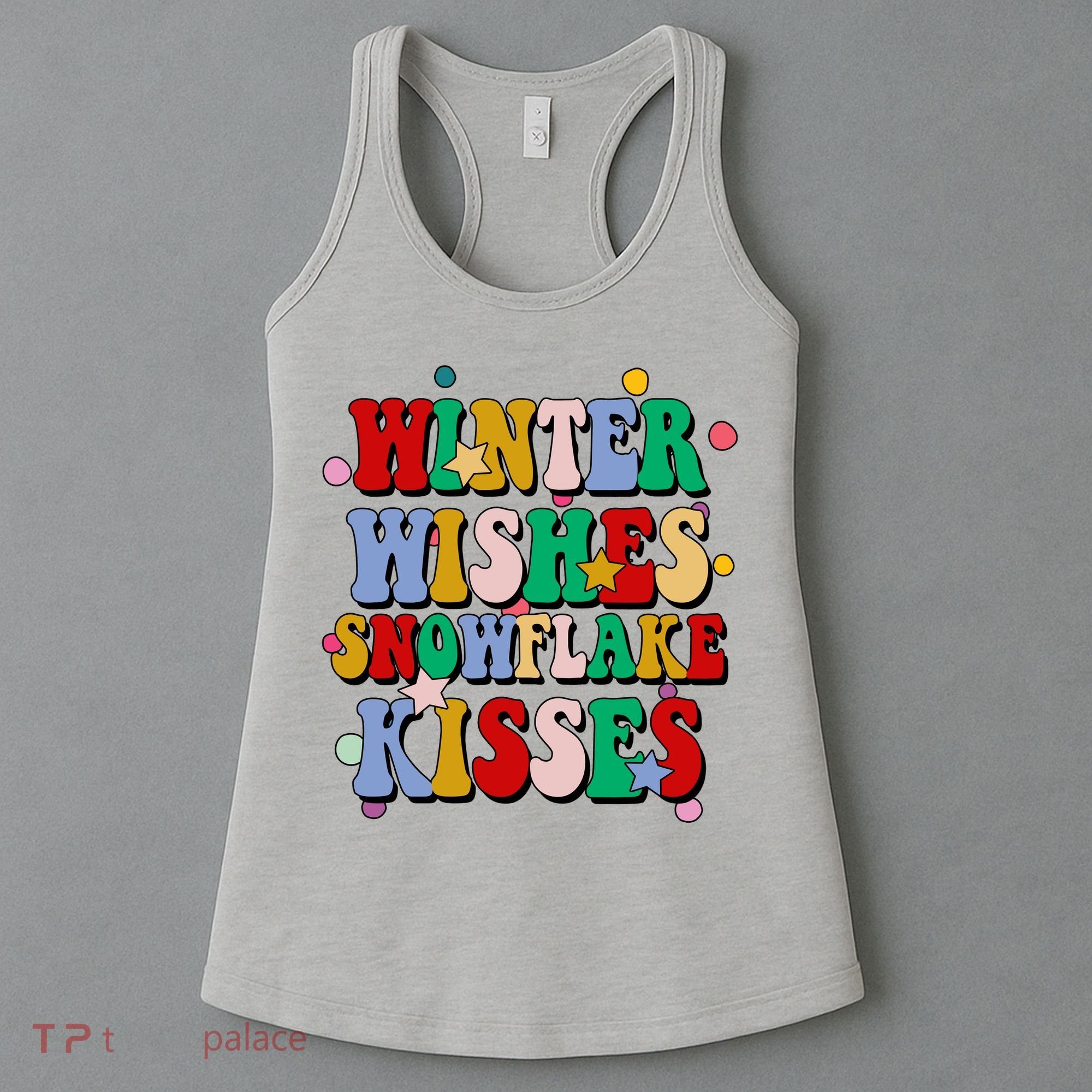 Winter Wishes Snowflake Kisses Retro Christmas Women's Tank Top