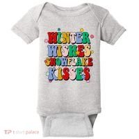 Winter Wishes Snowflake Kisses Retro Christmas Baby Bodysuit thumb 0