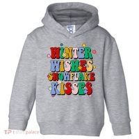 Winter Wishes Snowflake Kisses Retro Christmas Toddler Hoodie thumb 0