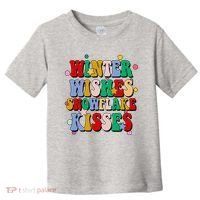 Winter Wishes Snowflake Kisses Retro Christmas Toddler T-Shirt thumb 0