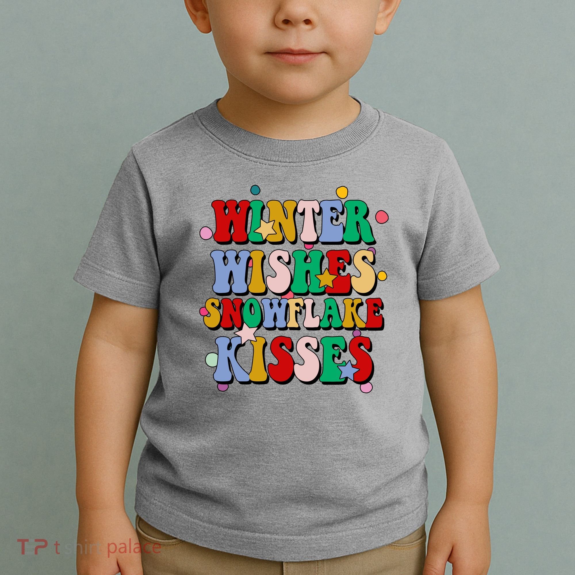 Winter Wishes Snowflake Kisses Retro Christmas Toddler T-Shirt