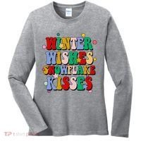 Winter Wishes Snowflake Kisses Retro Christmas Women's Long Sleeve Shirt thumb 0