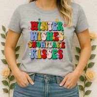 Winter Wishes Snowflake Kisses Retro Christmas Women's T-Shirt thumb 2