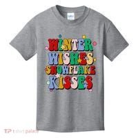 Winter Wishes Snowflake Kisses Retro Christmas Kids T-Shirt thumb 0