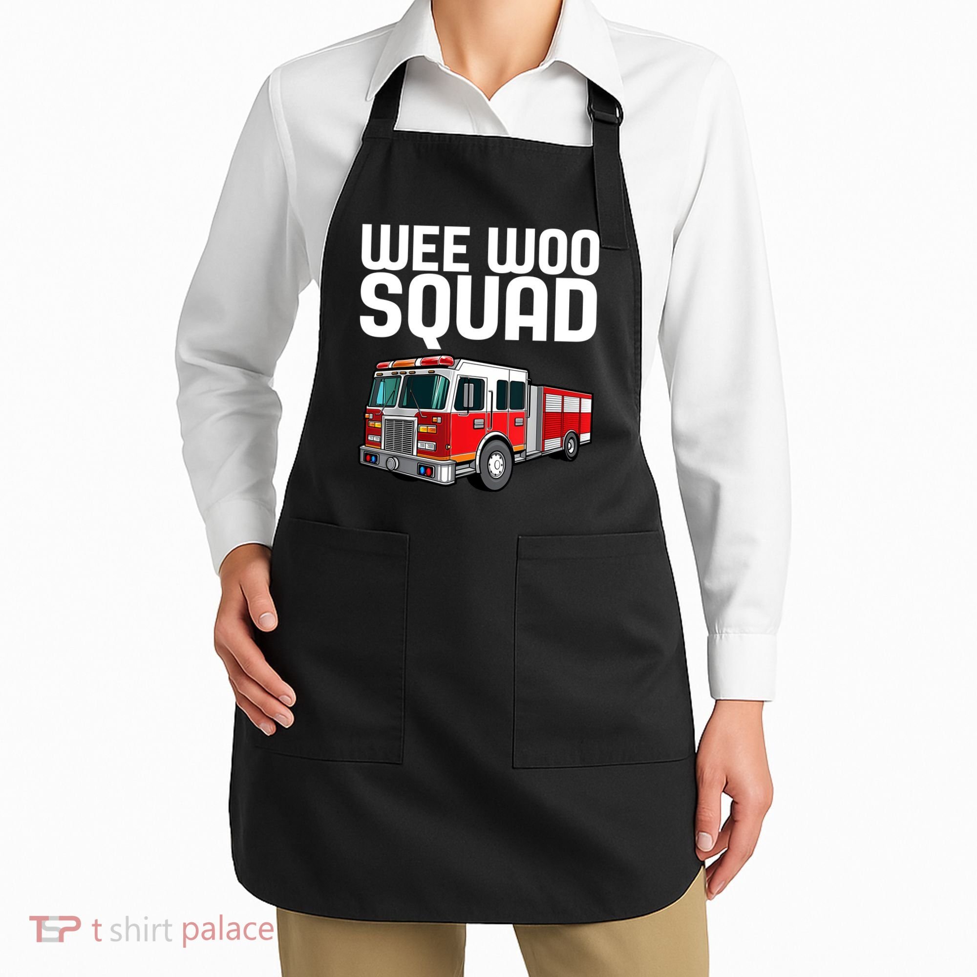 Wee Woo Squad Funny Firefighter Firetruck Apron