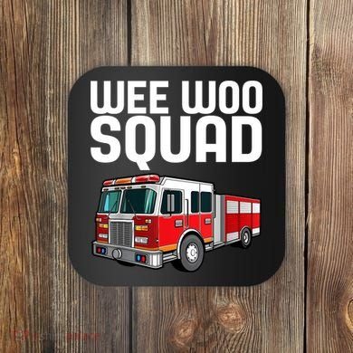Wee Woo Squad Funny Firefighter Firetruck Coaster