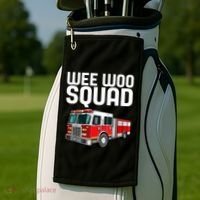 Wee Woo Squad Funny Firefighter Firetruck Golf Towel thumb 2