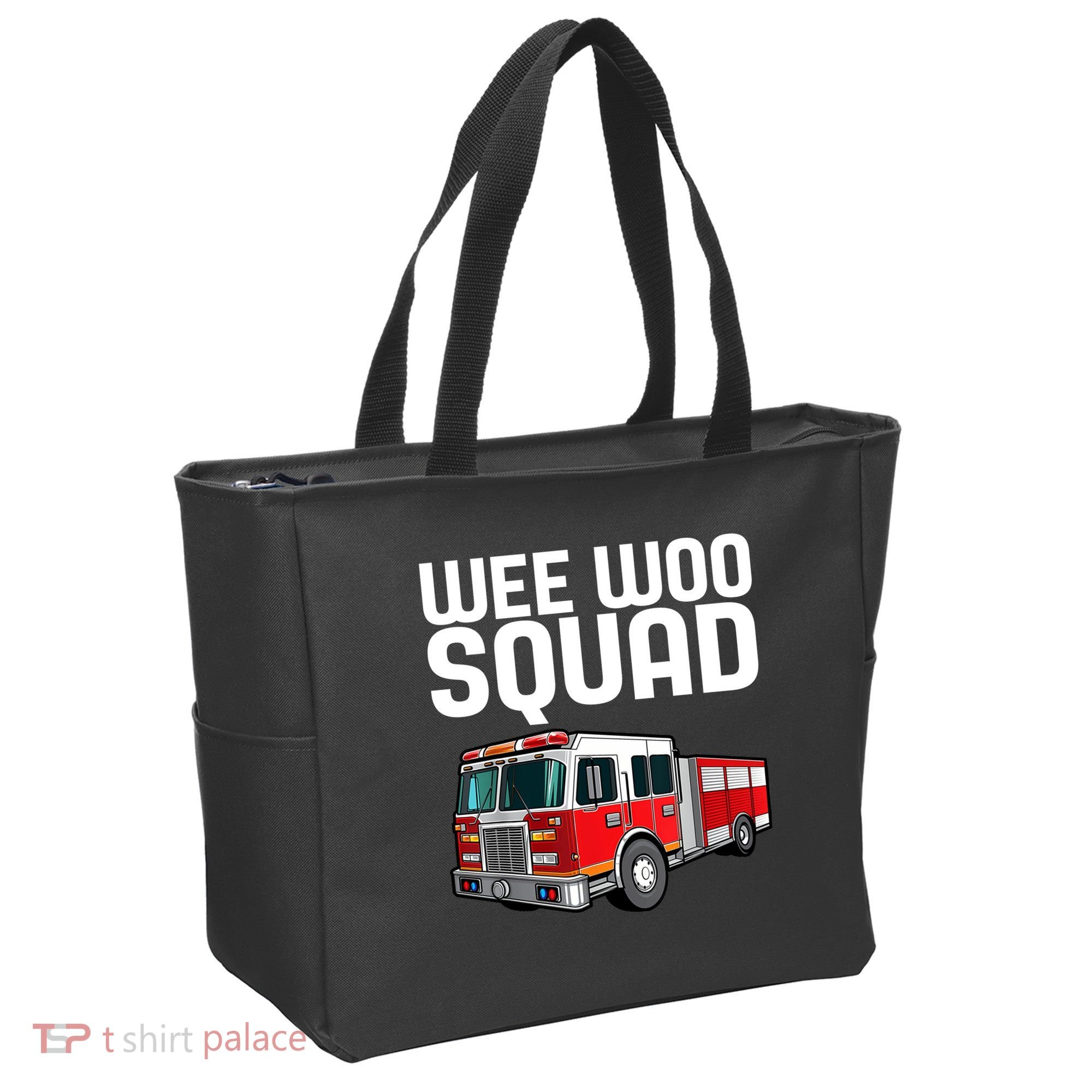 Wee Woo Squad Funny Firefighter Firetruck Tote Bag