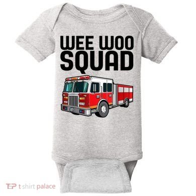 Wee Woo Squad Funny Firefighter Firetruck Baby Bodysuit