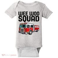 Wee Woo Squad Funny Firefighter Firetruck Baby Bodysuit thumb 0