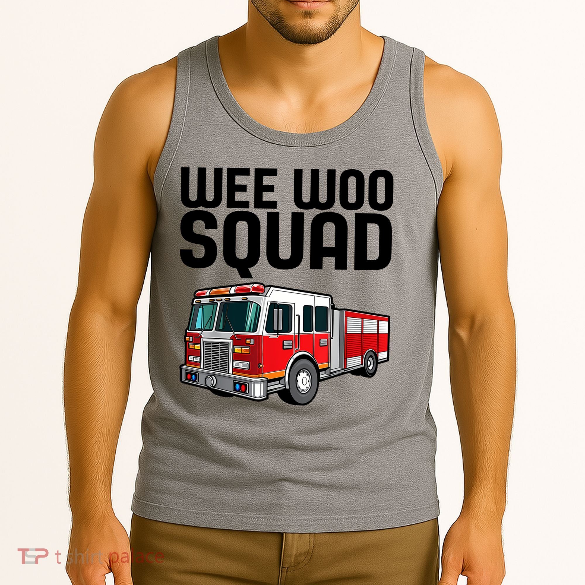 Wee Woo Squad Funny Firefighter Firetruck Tank Top