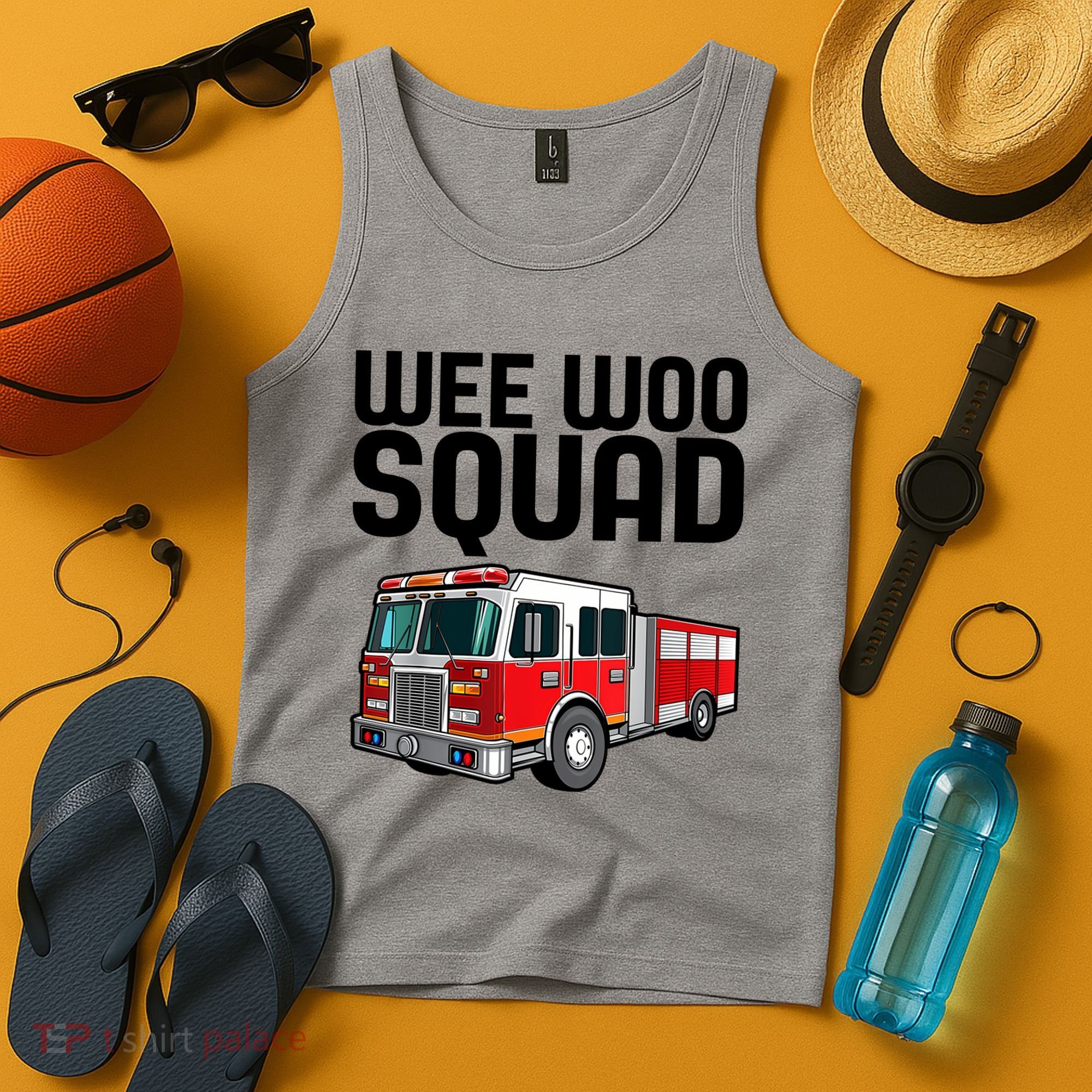 Wee Woo Squad Funny Firefighter Firetruck Tank Top