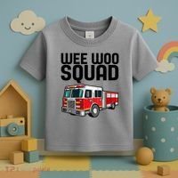Wee Woo Squad Funny Firefighter Firetruck Toddler T-Shirt thumb 3
