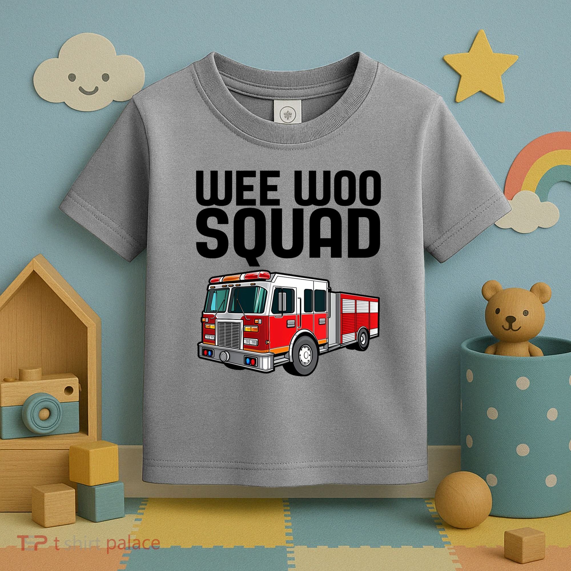 Wee Woo Squad Funny Firefighter Firetruck Toddler T-Shirt