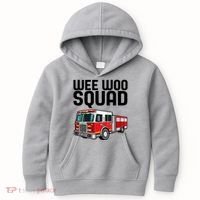 Wee Woo Squad Funny Firefighter Firetruck Kids Hoodie thumb 0