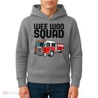 Wee Woo Squad Funny Firefighter Firetruck Kids Hoodie thumb 4