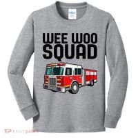 Wee Woo Squad Funny Firefighter Firetruck Kids Long Sleeve Shirt thumb 0