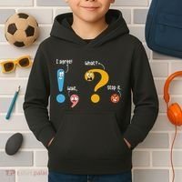 Wait What Stop It I Agree Funny English Grammar Teacher Kids Hoodie thumb 2