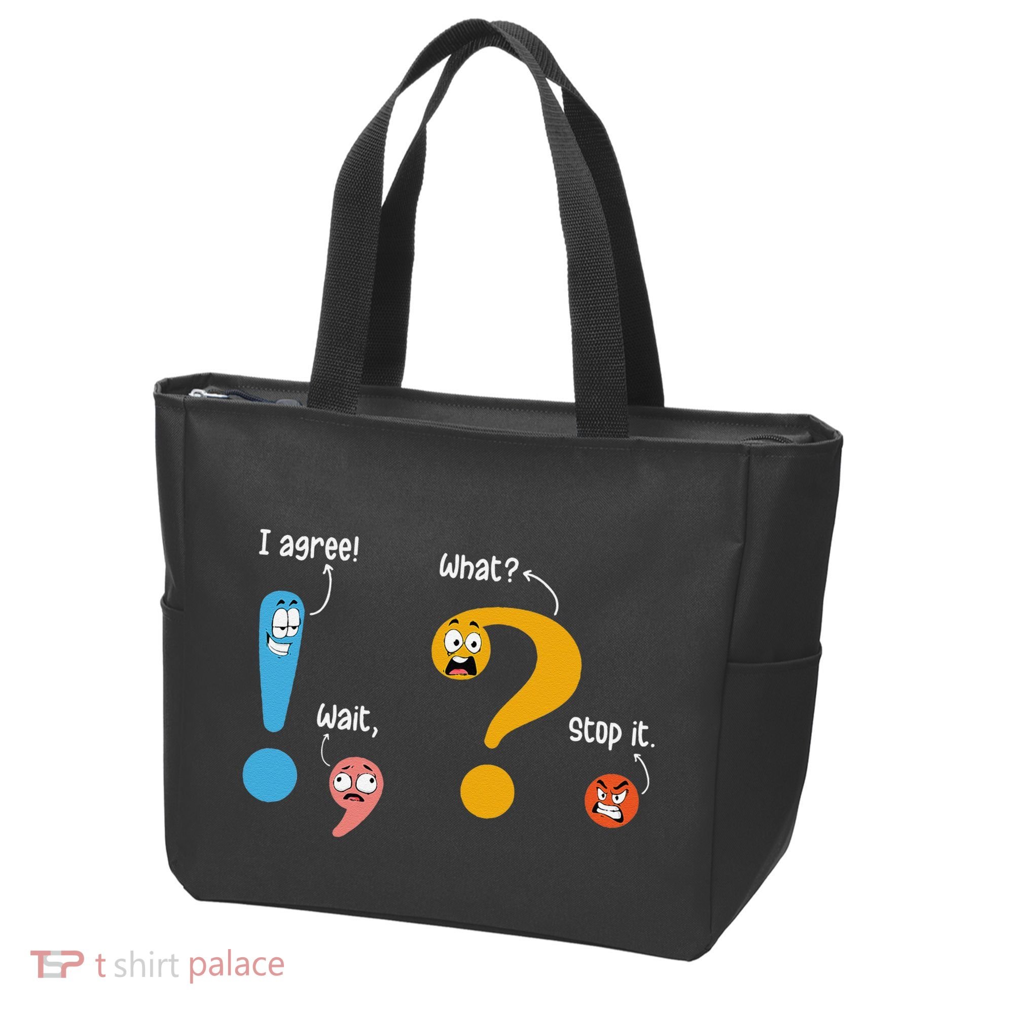Wait What Stop It I Agree Funny English Grammar Teacher Tote Bag