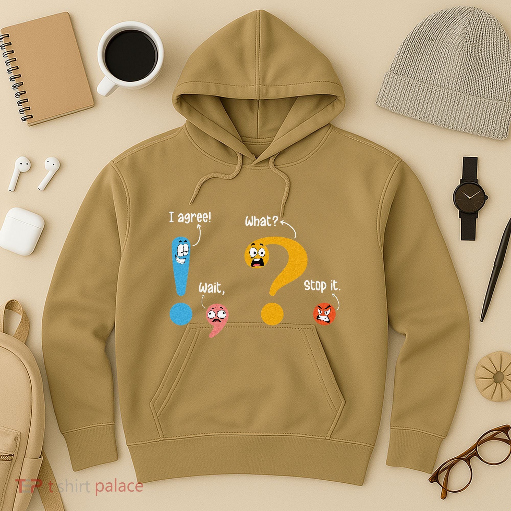 Wait What Stop It I Agree Funny English Grammar Teacher Hoodie