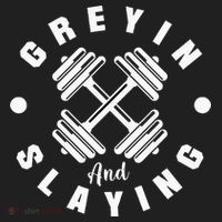 Workout With Sayings Greyin And Slayin Gym Tumbler thumb 3