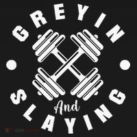 Workout With Sayings Greyin And Slayin Gym Kids Sweatshirt thumb 2