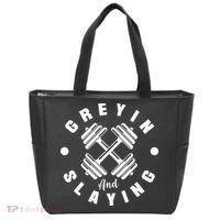 Workout With Sayings Greyin And Slayin Gym Tote Bag thumb 0