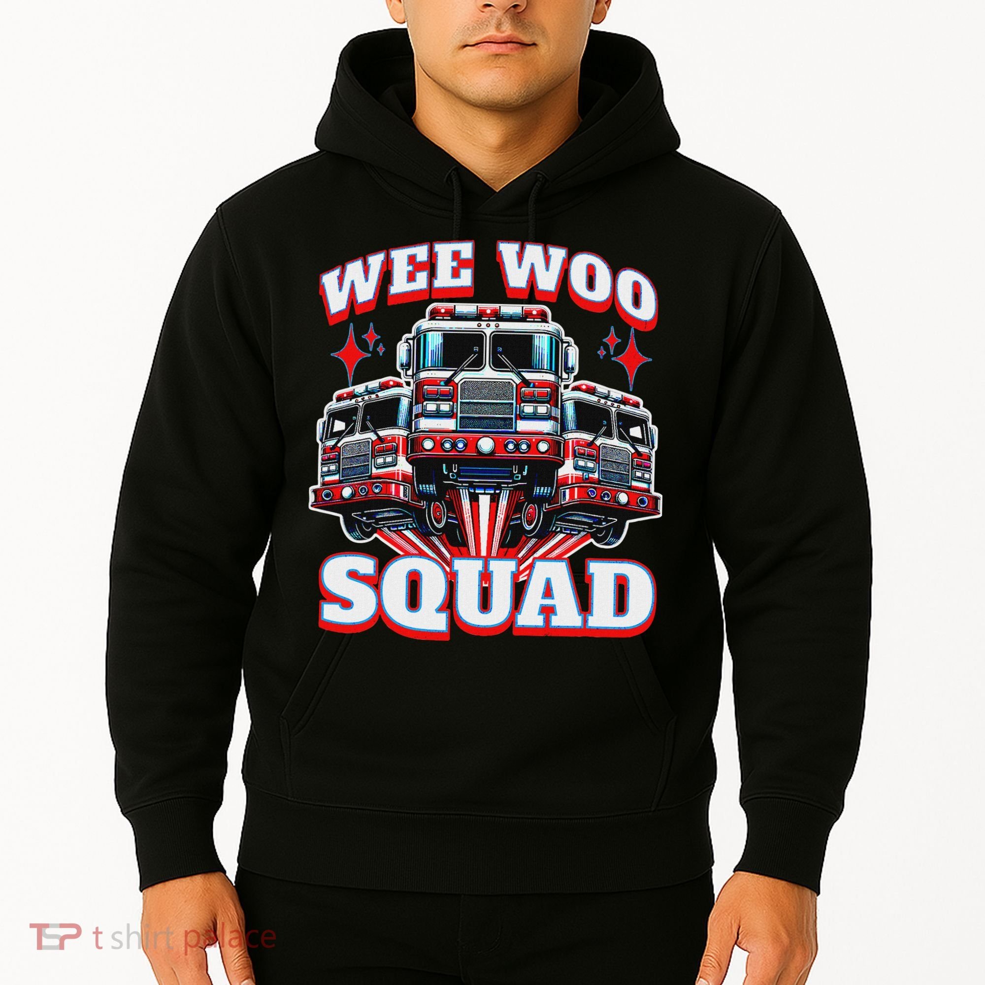 Wee Woo Squad Funny Firefighter Fire Trucks Hoodie