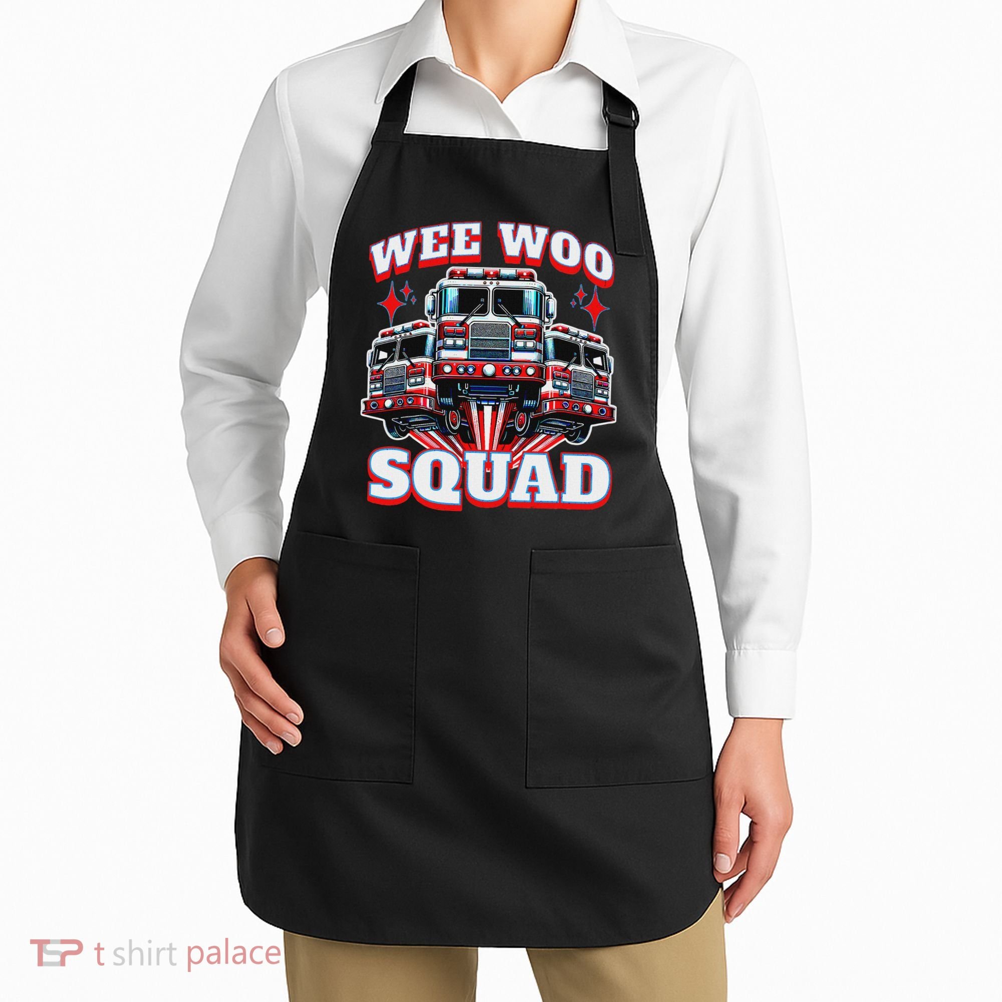 Wee Woo Squad Funny Firefighter Fire Trucks Apron