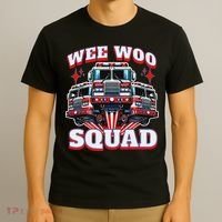 Wee Woo Squad Funny Firefighter Fire Trucks T-Shirt thumb 3